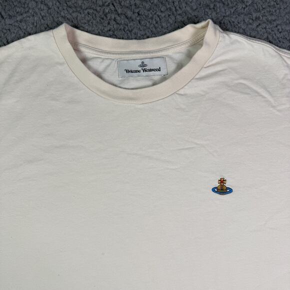 Vivienne Westwood Shirt Mens L Stone Beige Classic Multicolor Orb Embroidered - Picture 1 of 10